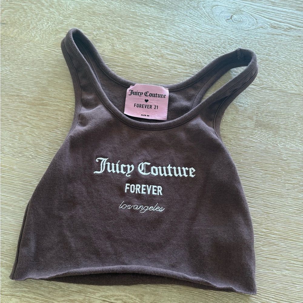 Juicy Couture x forever 21 Brown Crop tank Top y2k